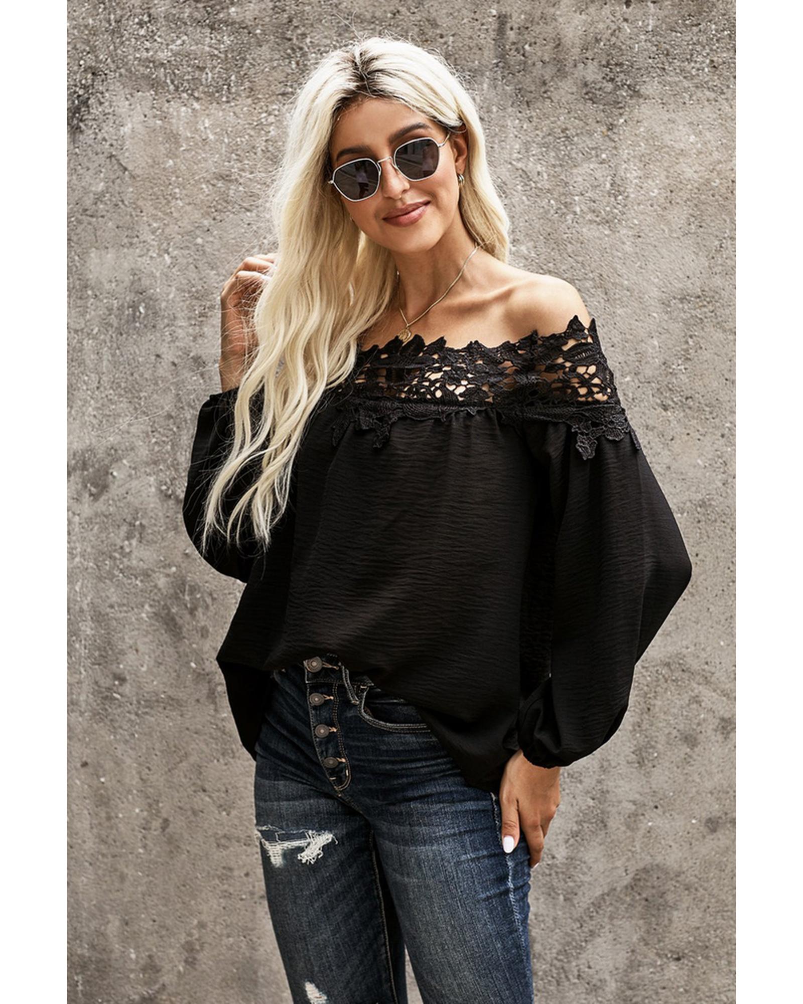 Azura Exchange Lace Off The Shoulder Top - L