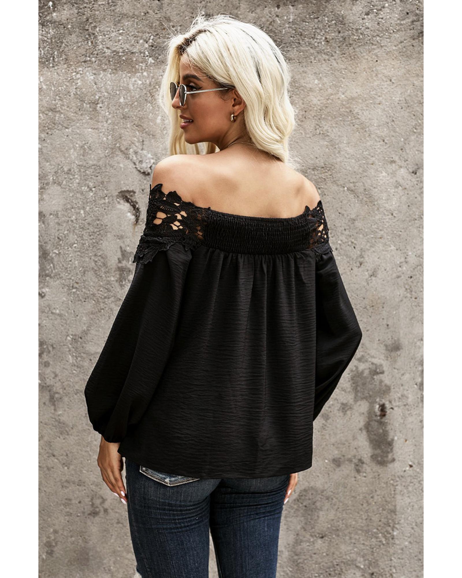 Azura Exchange Lace Off The Shoulder Top - M