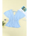 Azura Exchange Lace Splicing V Neck Blouse - S