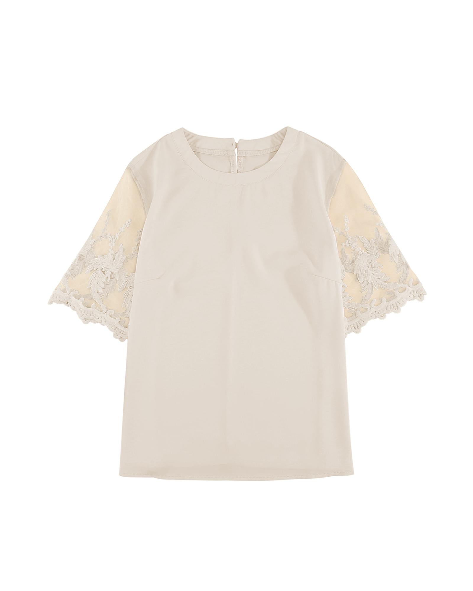 Azura Exchange Lace Sleeve Patchwork Top - S