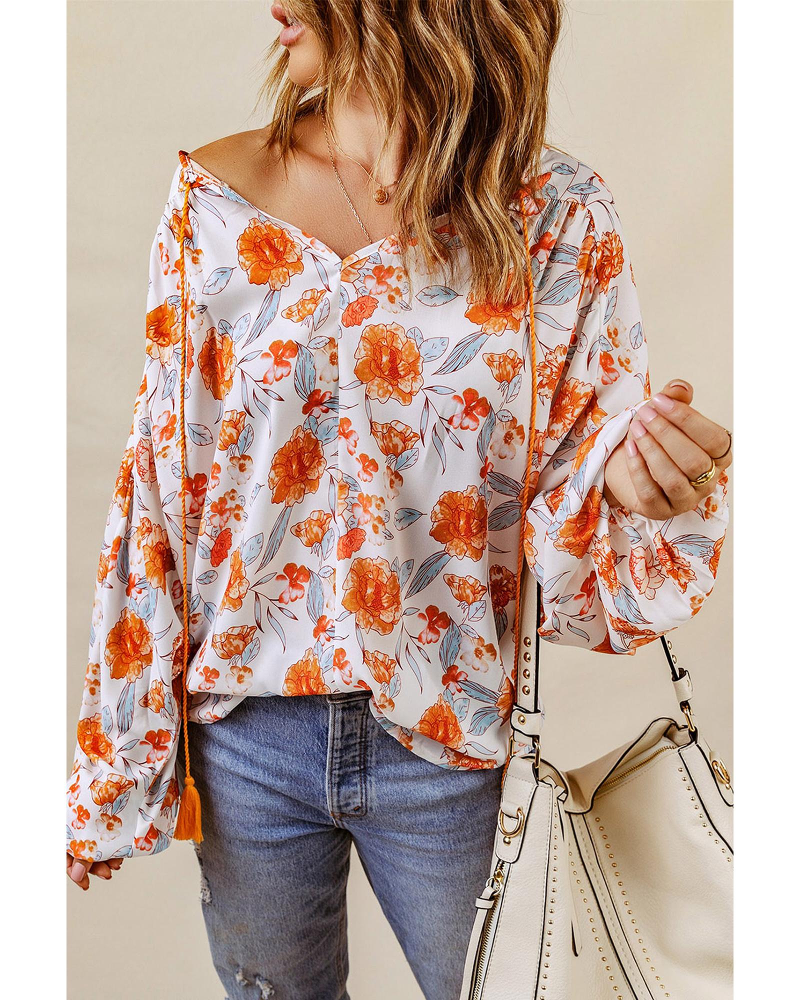 Azura Exchange Floral Print Dolman Blouse - L