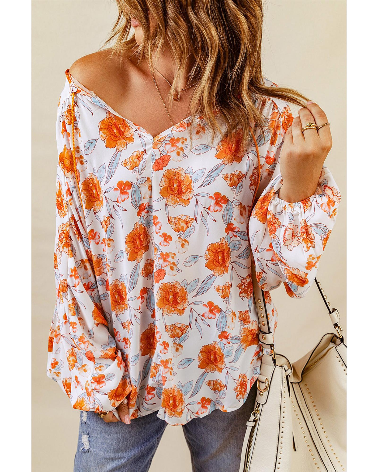 Azura Exchange Floral Print Dolman Blouse - L