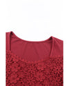 Azura Exchange Lace Crochet V Neck Long Sleeve Top - S