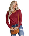 Azura Exchange Lace Crochet V Neck Long Sleeve Top - S