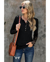 Azura Exchange Lace Hem Sleeve Button Top - S