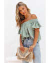 Azura Exchange Textured Ruched Ruffle Blouse - L