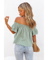 Azura Exchange Textured Ruched Ruffle Blouse - L