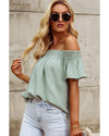 Azura Exchange Textured Ruched Ruffle Blouse - L