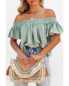 Azura Exchange Textured Ruched Ruffle Blouse - L