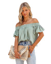 Azura Exchange Textured Ruched Ruffle Blouse - L