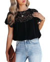 Azura Exchange Lace Crochet Patchwork Blouse - L
