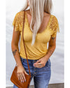 Azura Exchange Lace Crochet Short Sleeve T-Shirt - M