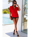 Azura Exchange Half Sleeve V Neck Blouse - L