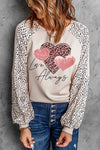 Azura Exchange Love Always Heart Leopard Color Block Top - XL
