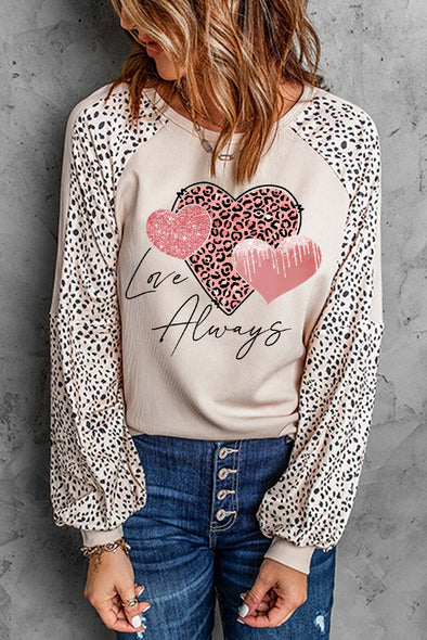 Azura Exchange Love Always Heart Leopard Color Block Top - XL