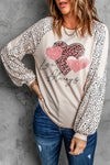 Azura Exchange Love Always Heart Leopard Color Block Top - XL