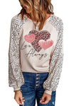 Azura Exchange Love Always Heart Leopard Color Block Top - XL