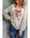 Azura Exchange Love Always Heart Leopard Color Block Top - XL