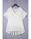 Azura Exchange Knit V Neck Studded Blouse - L