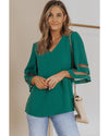 Azura Exchange Flare Sleeve V Neck Loose Blouse - M