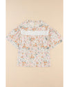 Azura Exchange Floral Print Wide Ruffle Sleeves Blouse - L