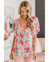 Azura Exchange Watercolor Floral Ruffle Sleeve Blouse - L