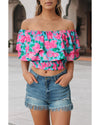 Azura Exchange Off-Shoulder Tiered Ruffle Blouse - L