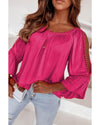 Azura Exchange Lace Crochet Cut-Out Ruffle Blouse - M