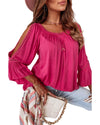 Azura Exchange Lace Crochet Cut-Out Ruffle Blouse - S