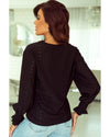 Azura Exchange Lace Panel V Neck Ruffle Blouse - M