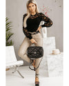 Azura Exchange Floral Lace Splicing Long Sleeve Top - M