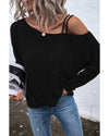 Azura Exchange Asymmetric Strappy Cold Shoulder Long Sleeve Top - XL