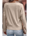 Azura Exchange Lace Trim V Neck Long Sleeve Top - L
