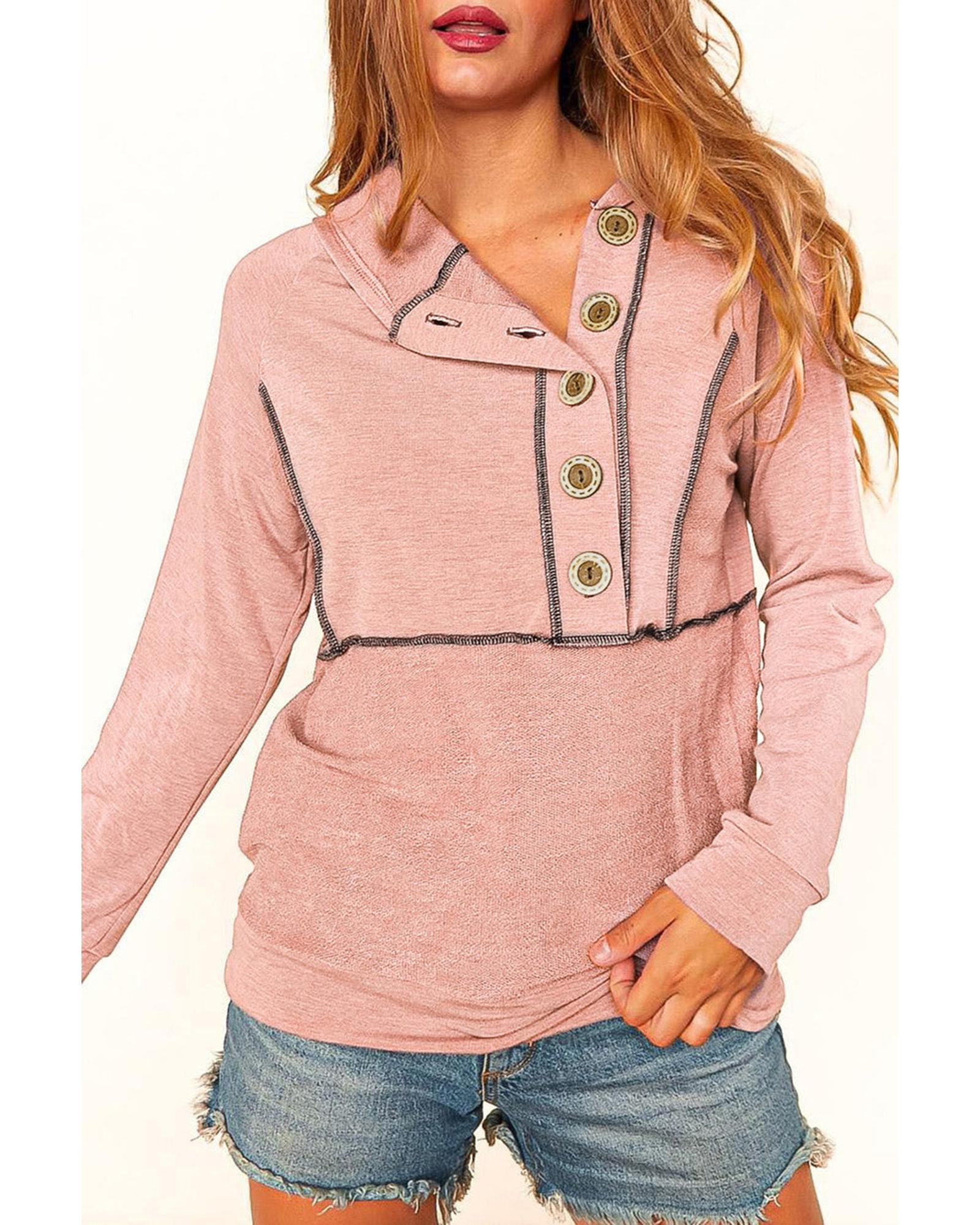 Azura Exchange Princess Line Out Seam Hoodie with Front Buttons - M