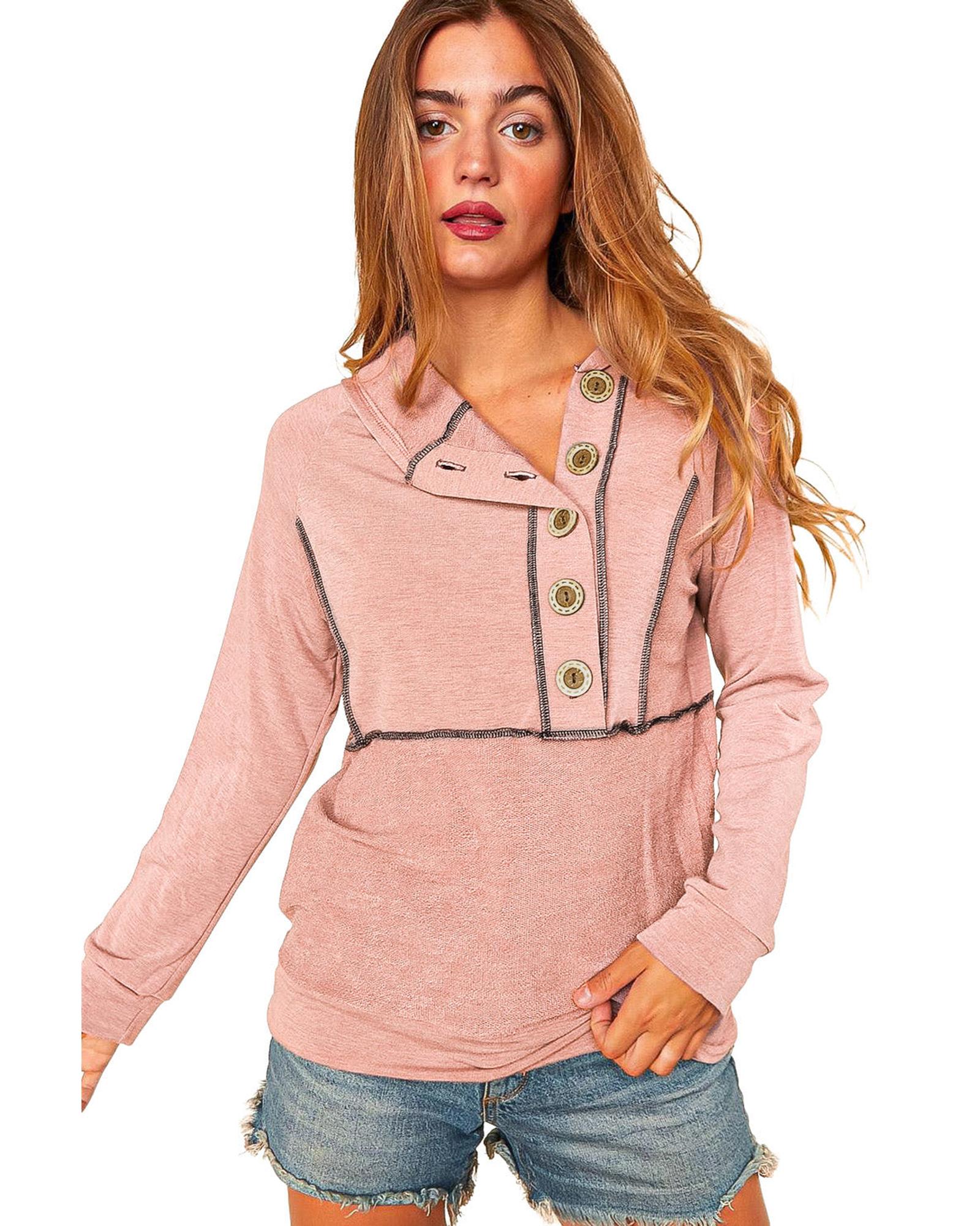 Azura Exchange Princess Line Out Seam Hoodie with Front Buttons - S