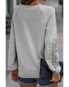 Azura Exchange Crochet Lace Patch Raglan Sleeve Top - M