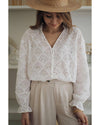 Azura Exchange Exaggerated Silhouette White Lace Blouse with Hollow Outs - XL
