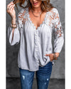 Azura Exchange Button Crochet Lace Top - S