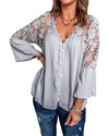 Azura Exchange Button Crochet Lace Top - S