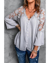 Azura Exchange Button Crochet Lace Top - S