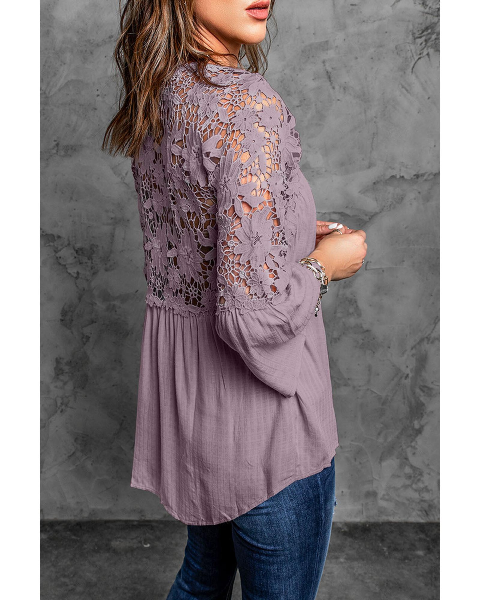 Azura Exchange Lace Button Top - L