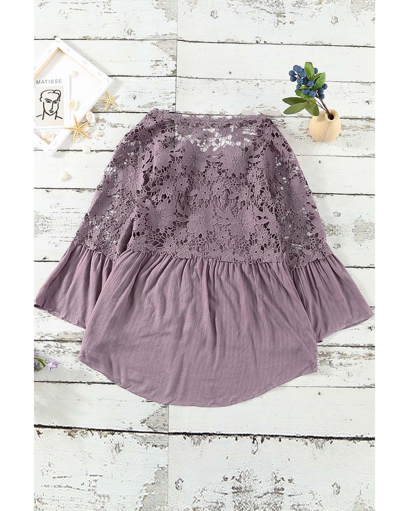 Azura Exchange Lace Button Top - L