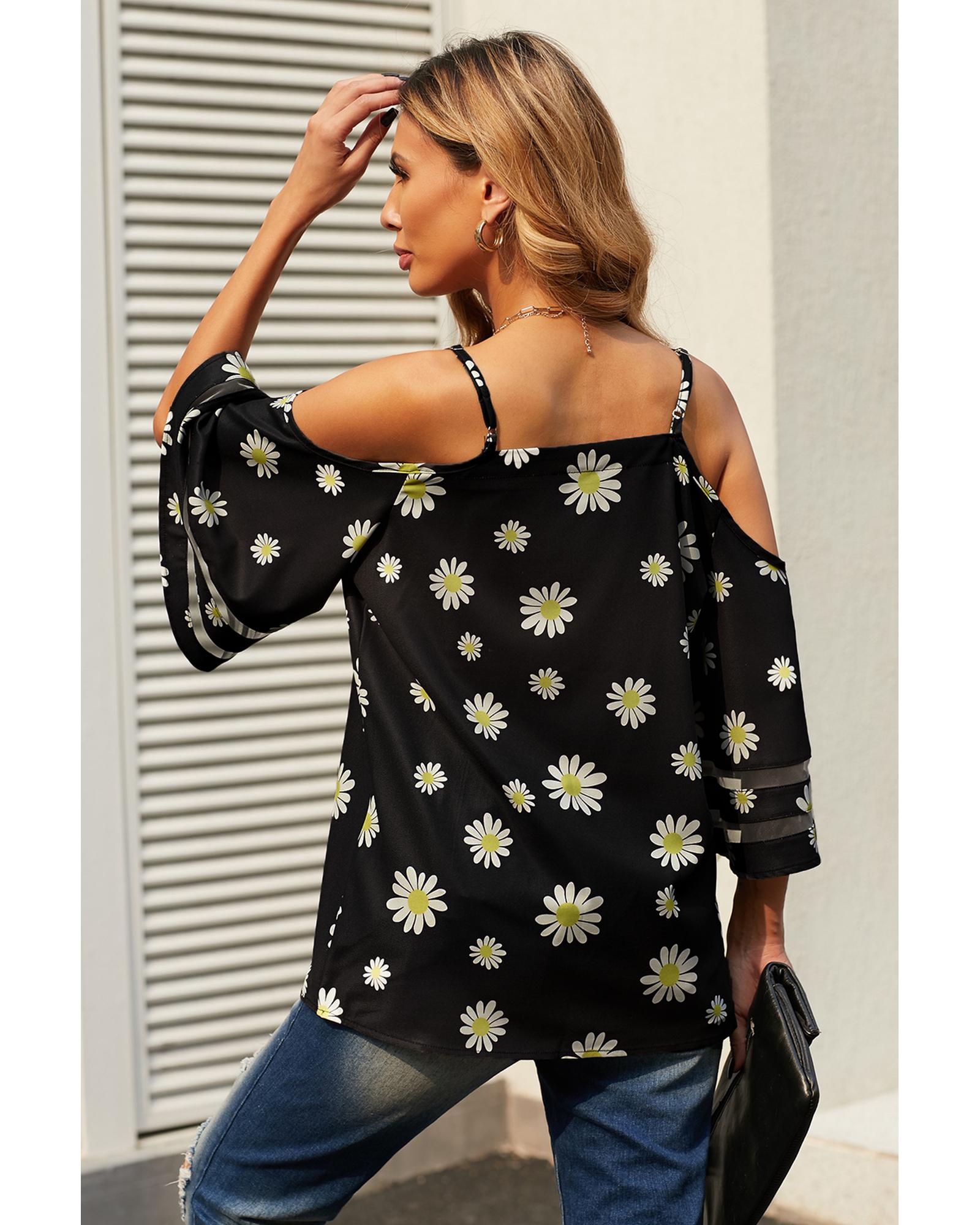 Azura Exchange Floral Cold Shoulder Blouse - 2XL