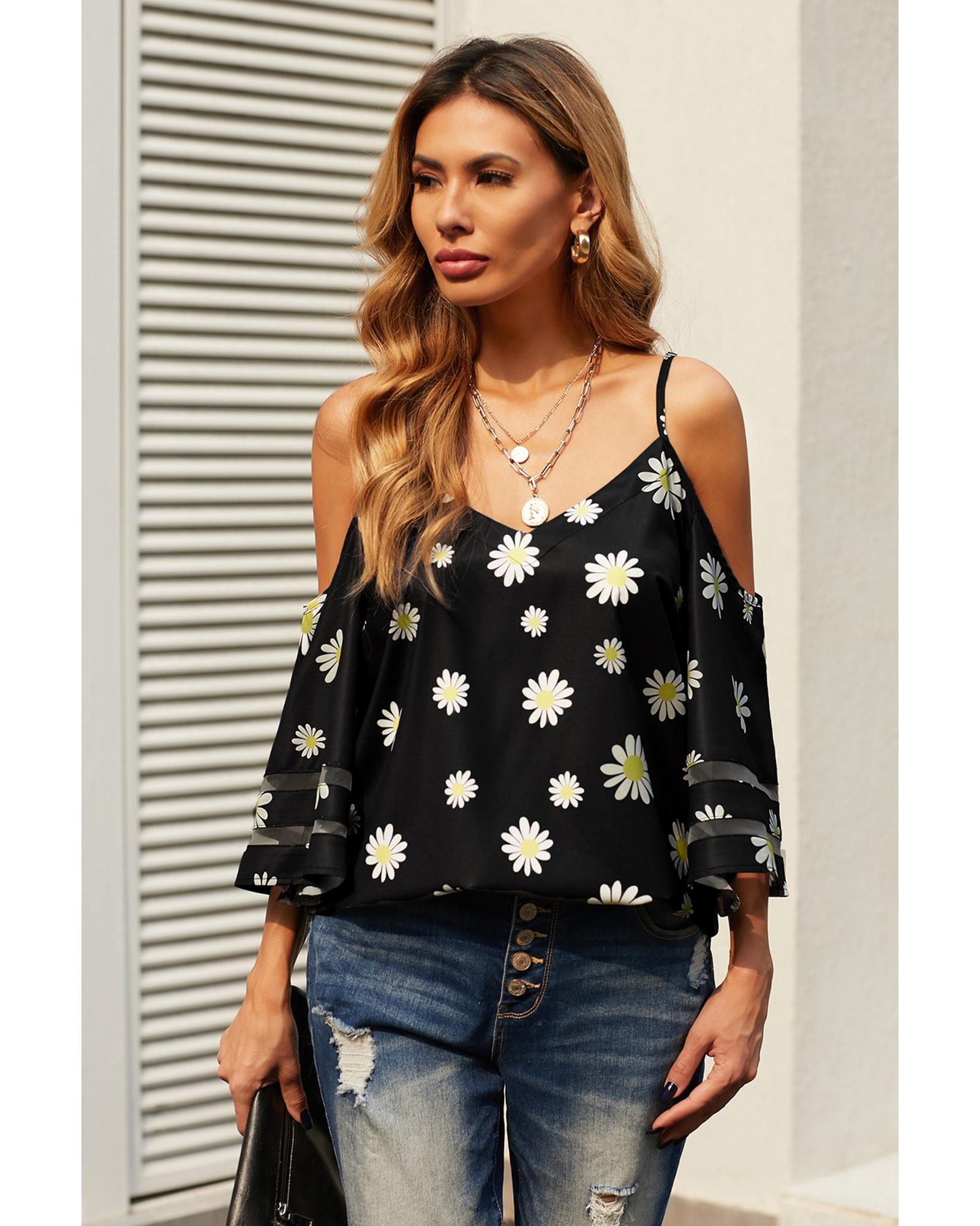 Azura Exchange Floral Cold Shoulder Blouse - 2XL