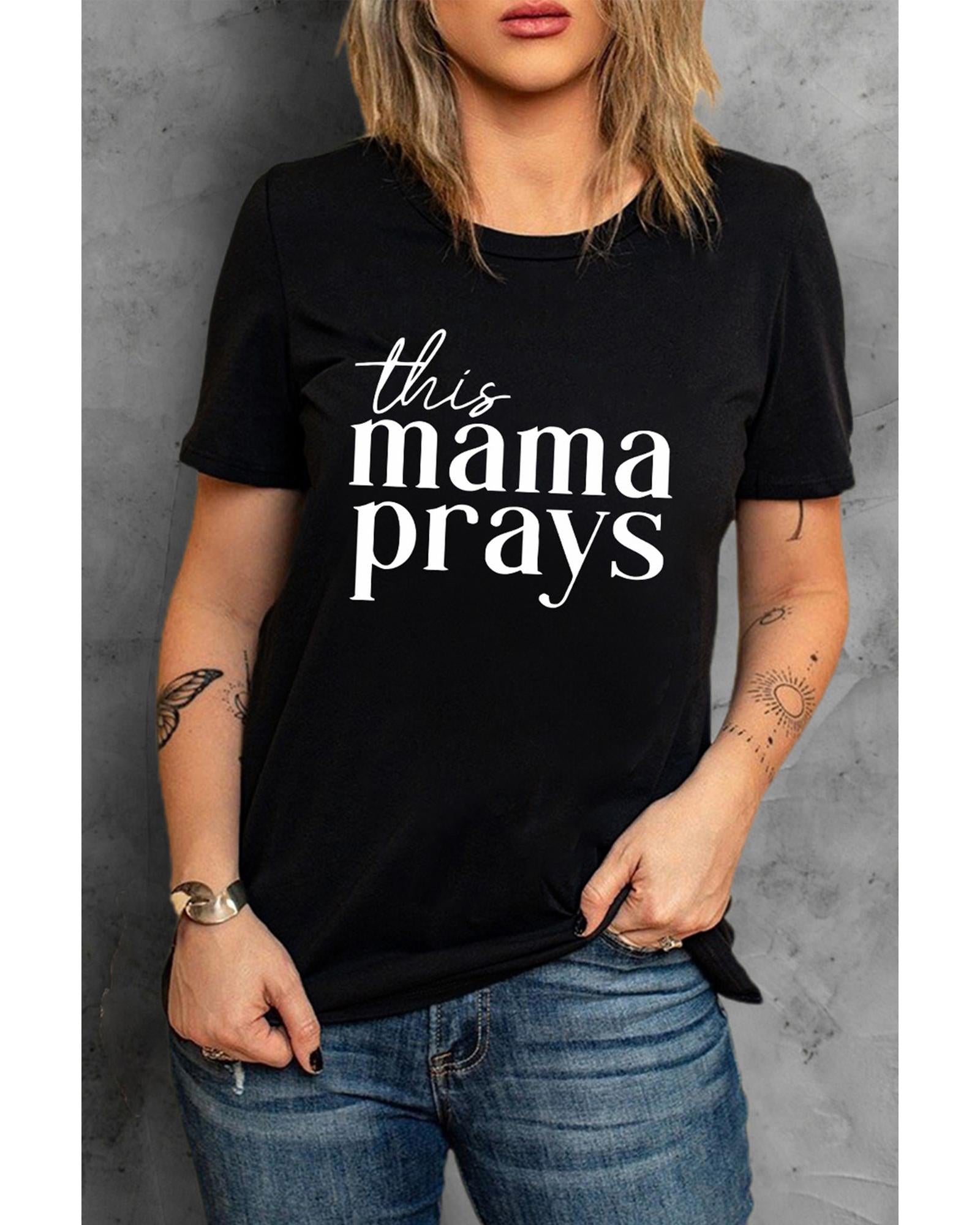 Azura Exchange Mama Prays Letters Print Plain Tee - 2XL