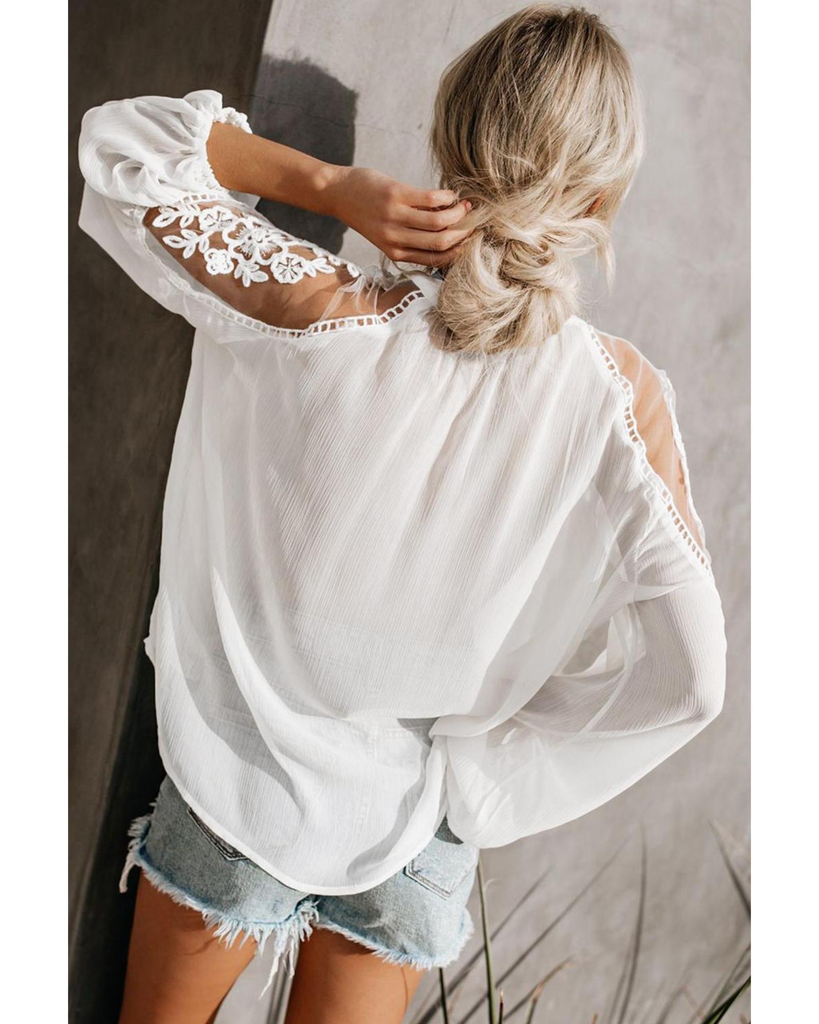 Azura Exchange Lace Blouse for Formal Occasions - L