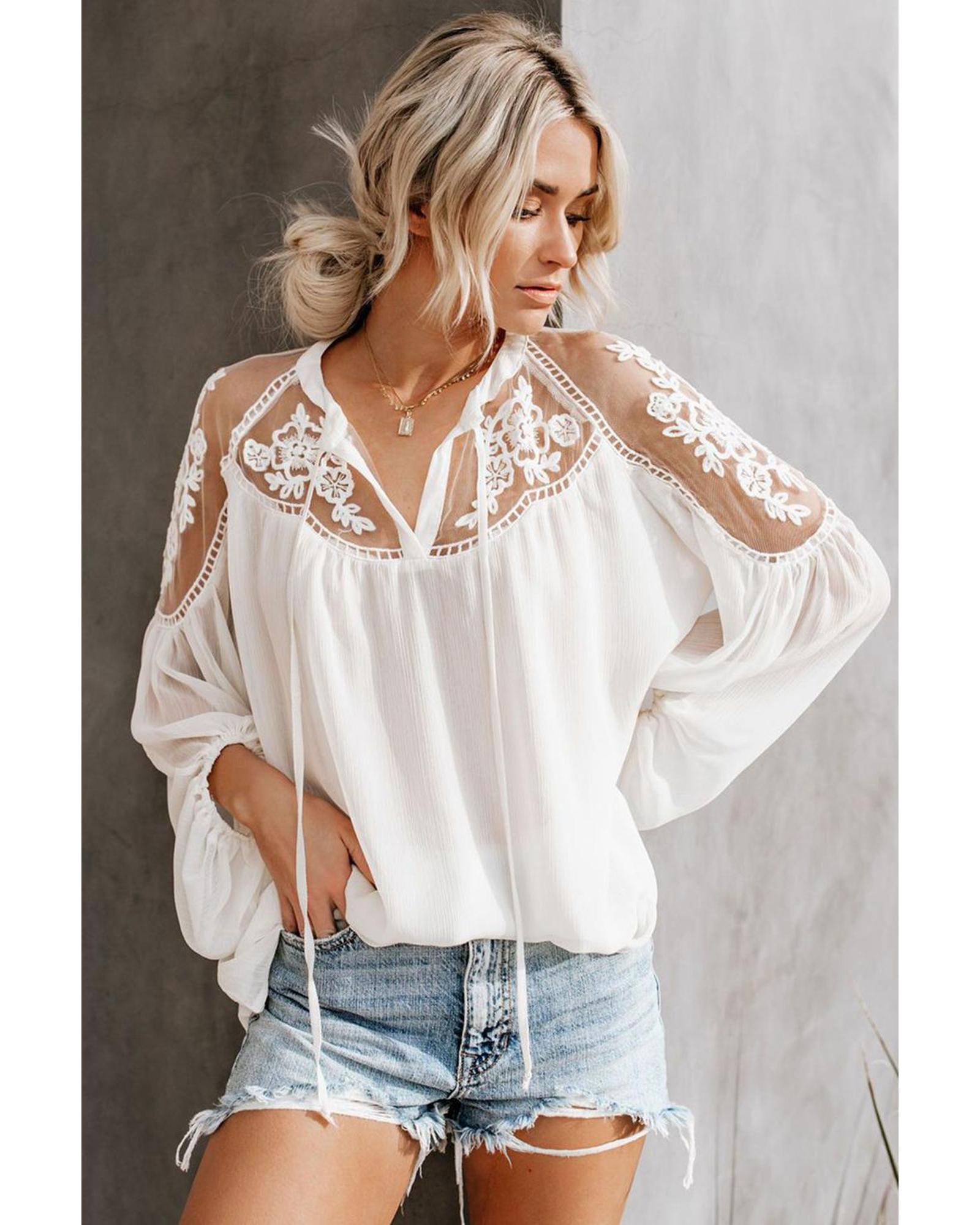 Azura Exchange Lace Blouse for Formal Occasions - M