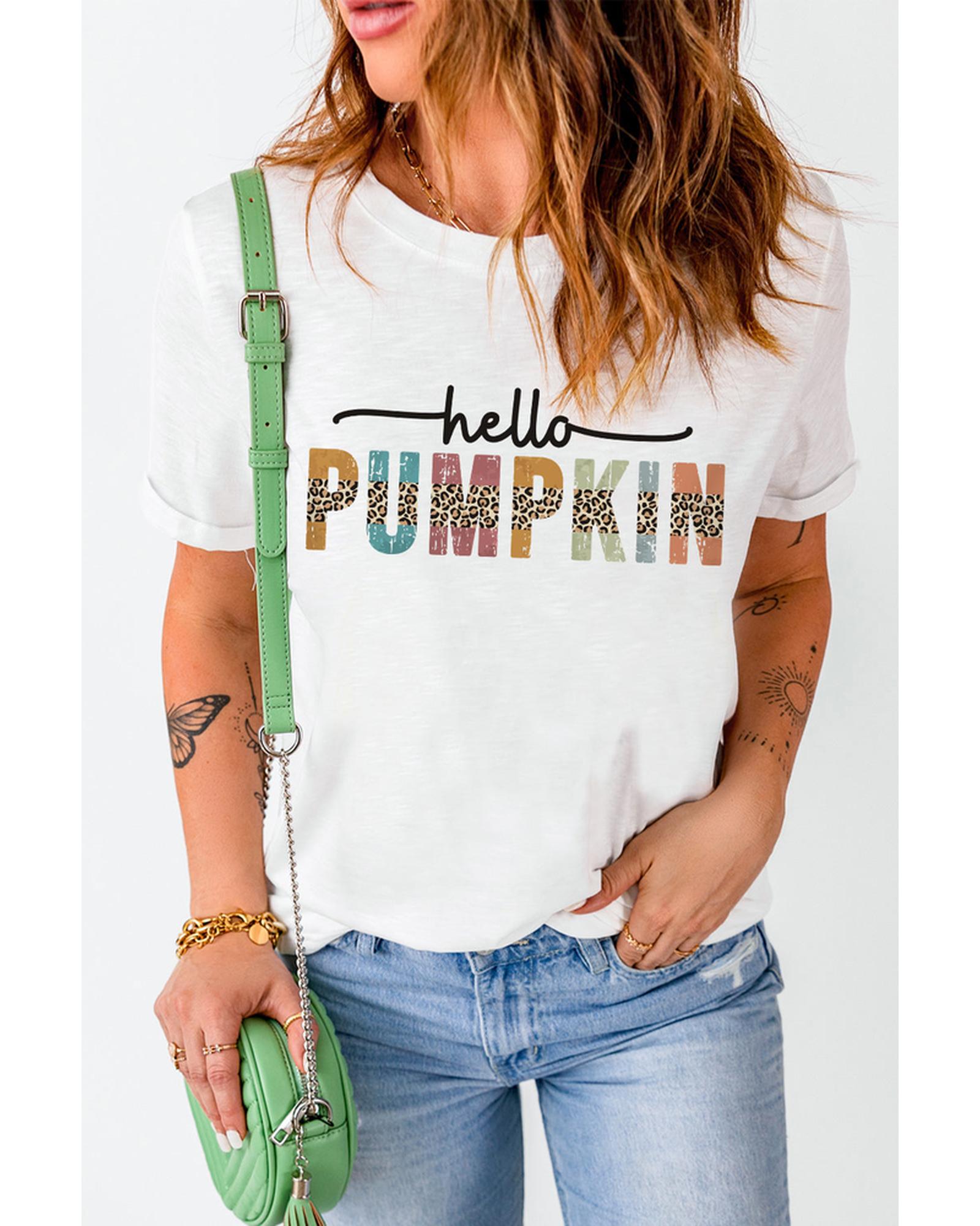 Azura Exchange Pumpkin Leopard Graphic Casual Tee - M