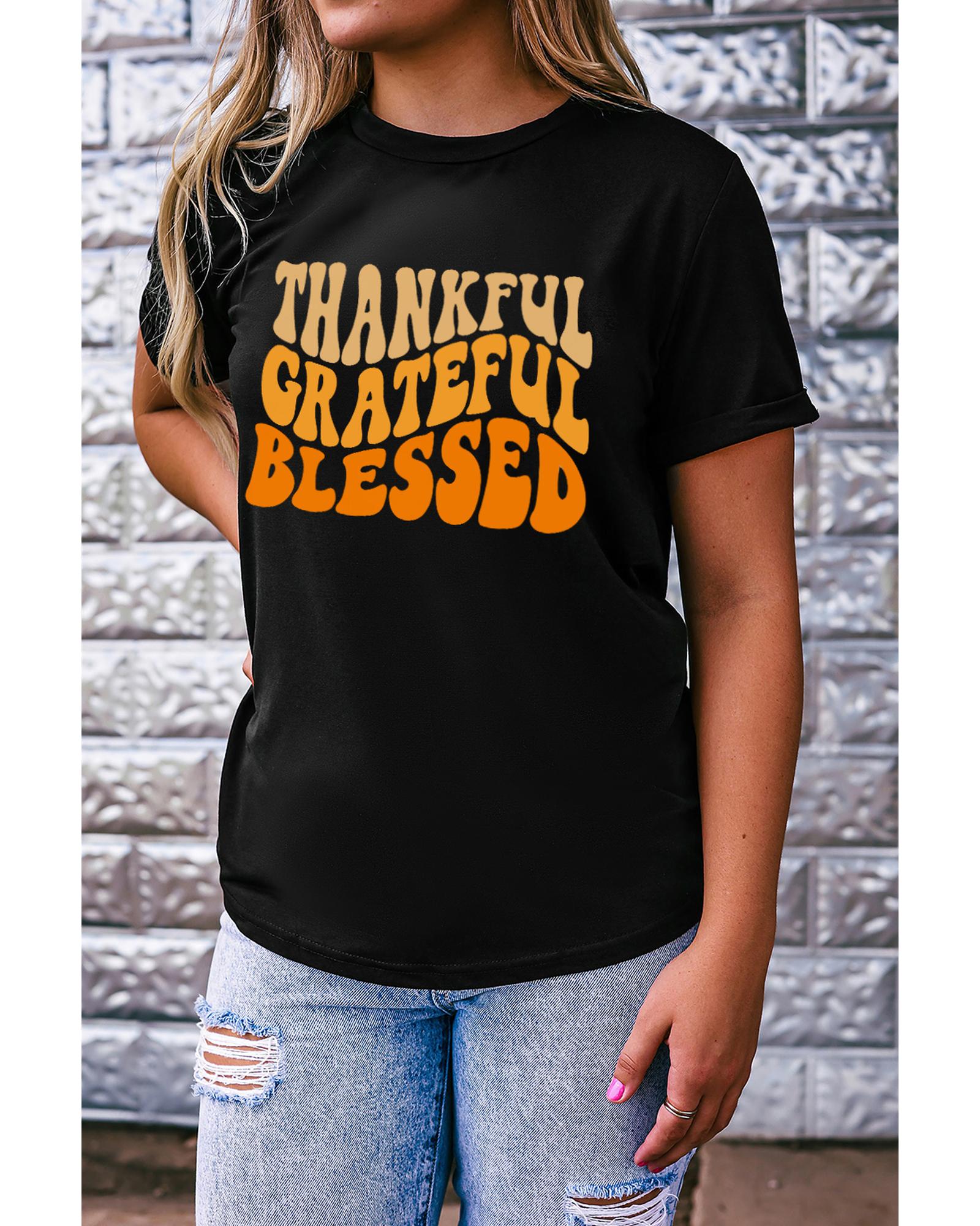 Azura Exchange Thankful Grateful Blessed Graphic Tee - 2XL