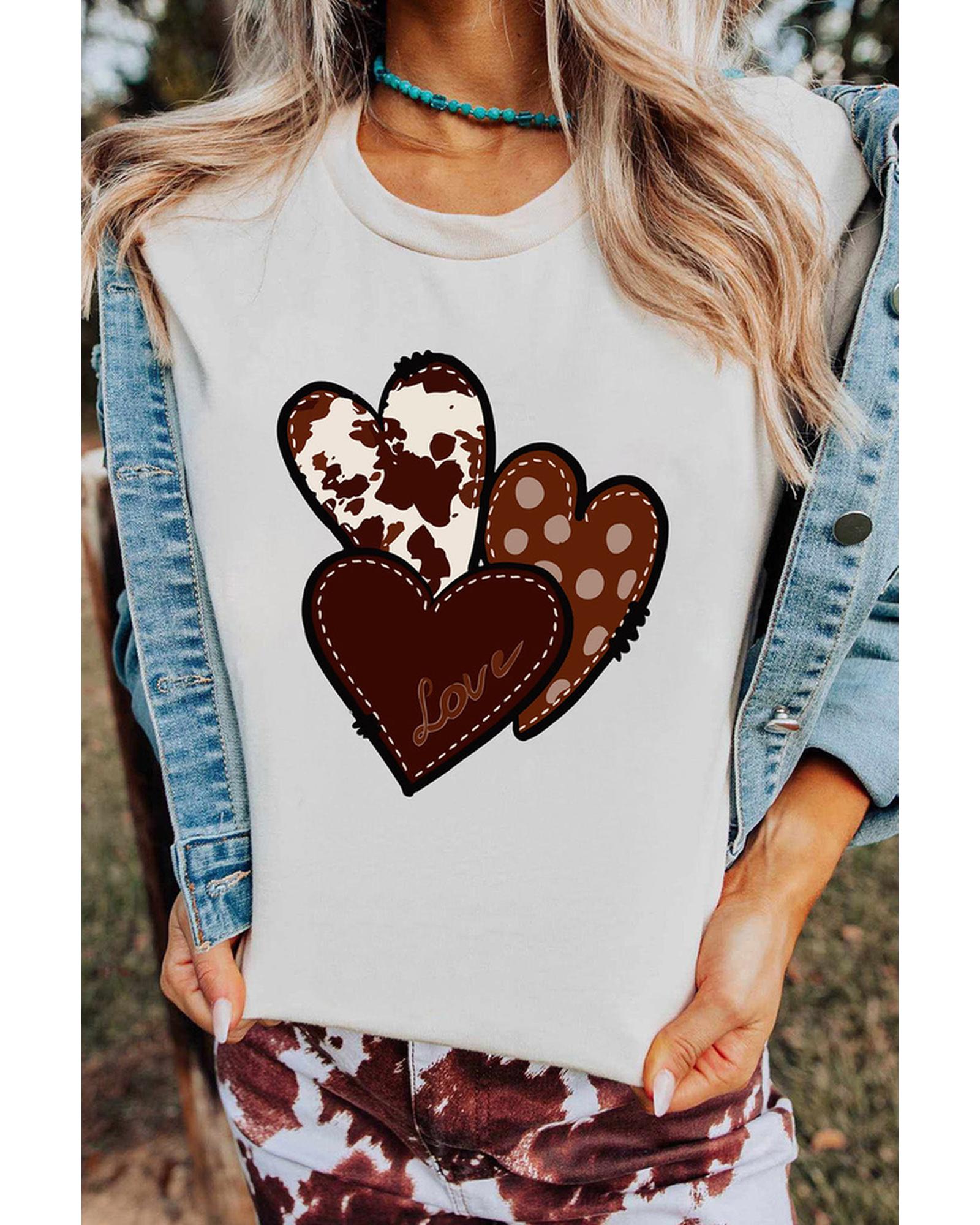 Azura Exchange Heart Print T-shirt - 2XL